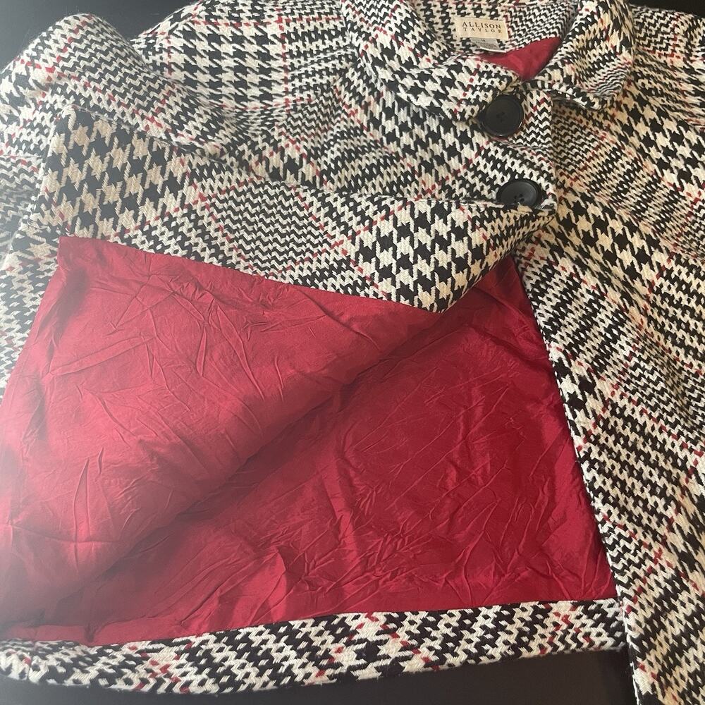 Allison Taylor Houndstooth Plaid Coat Jacket Size 14 Preppy Academia Career - Picture 7 of 10